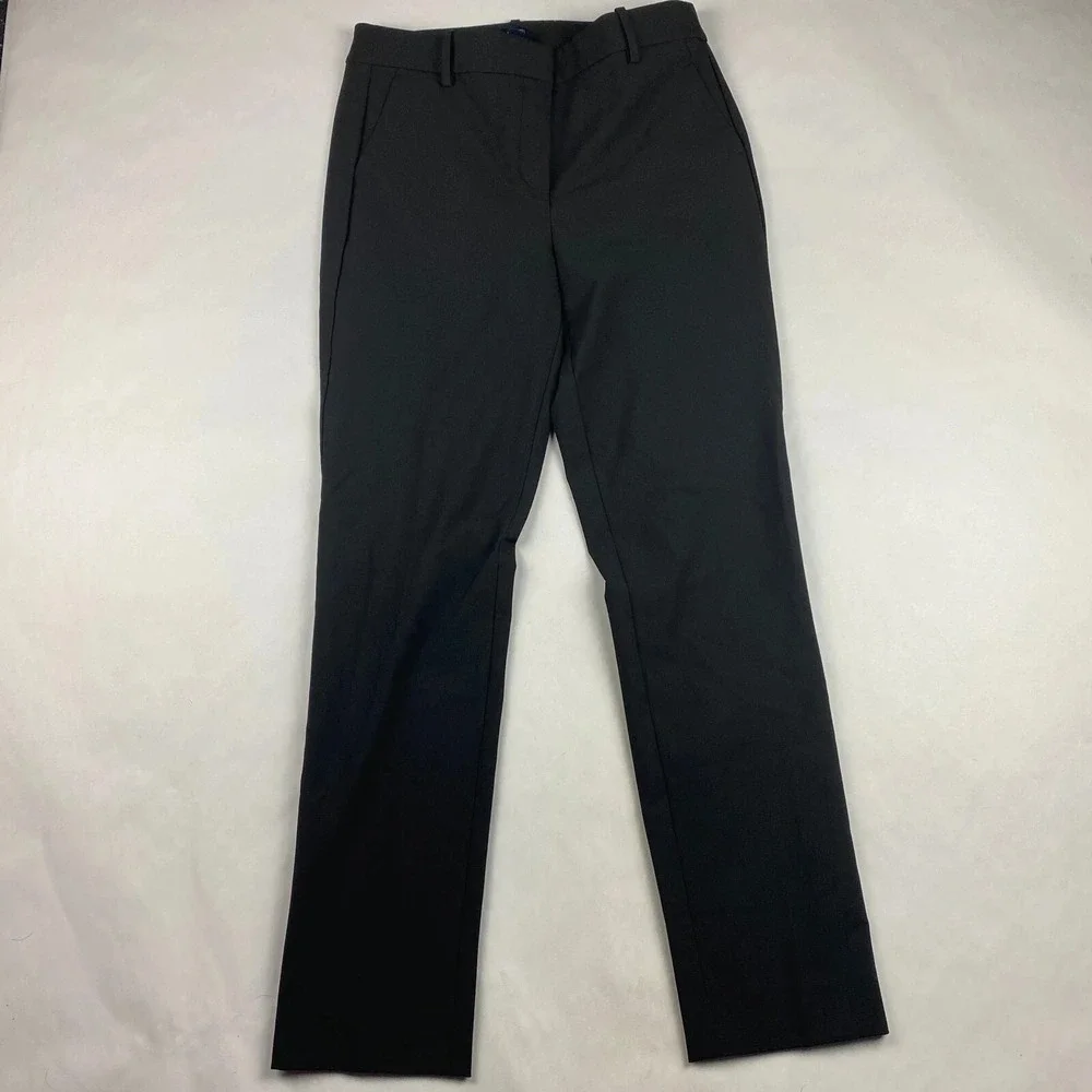 J. CREW Sz 8 Black Carreman Dress Pants Trousers Slim Stretch Design France